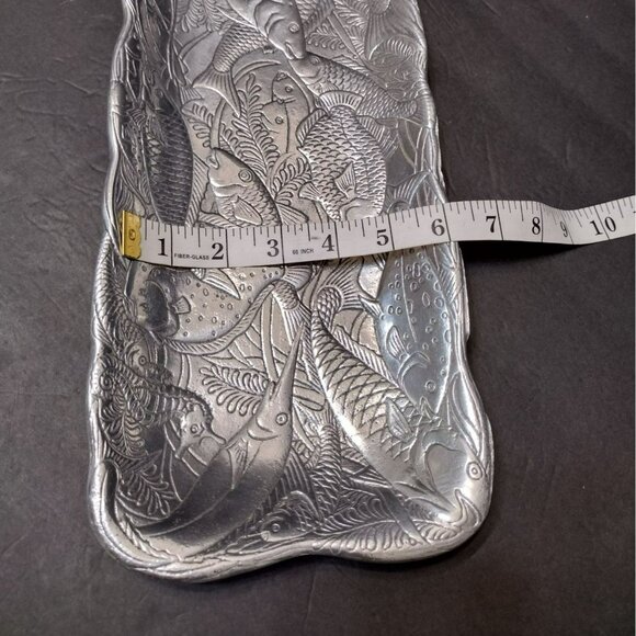 Arthur Court Metal Serving Platter, 19" Rectangular Fish Design Tray Mid Century - Picture 6 of 16